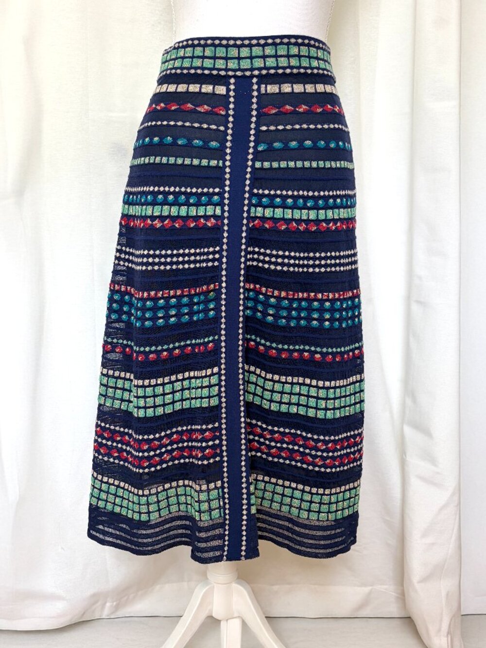Missoni A-line midi skirt in a lightweight sheer knit with a little sparkle